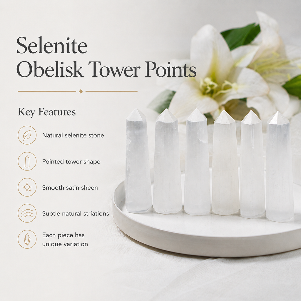 Selenite Tower Point (Insight and Flexibility)