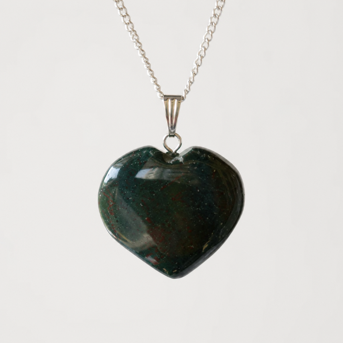 Real Bloodstone Crystal Heart Pendant, Genuine Heart Shaped Necklaces | | Wiccan Center