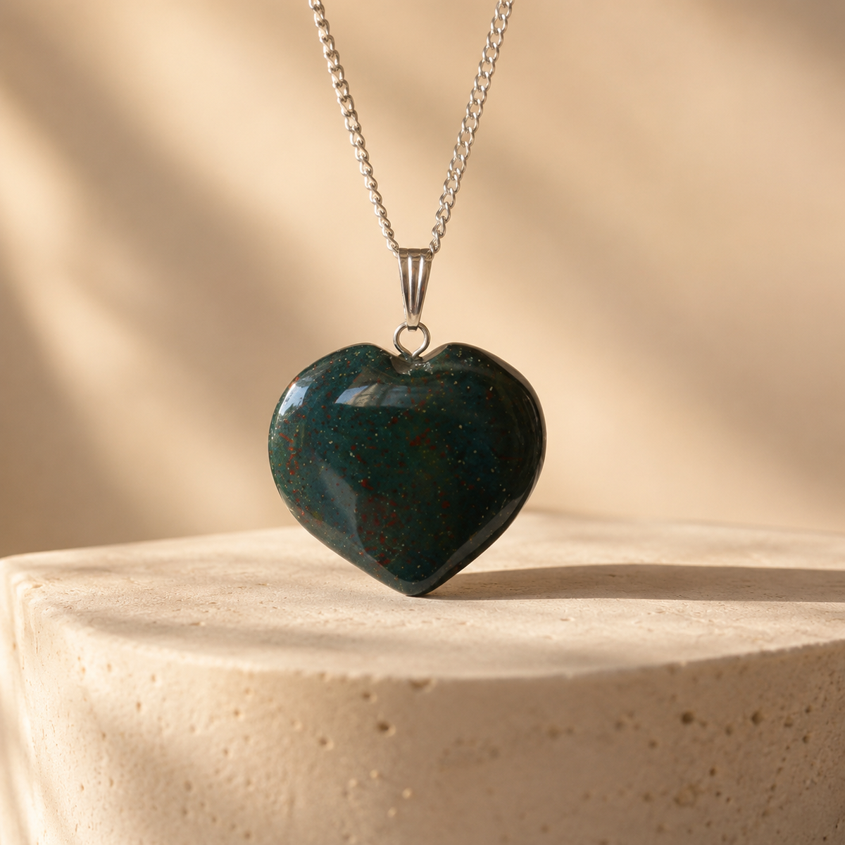 Real Bloodstone Crystal Heart Pendant, Genuine Heart Shaped Necklaces | | Wiccan Center