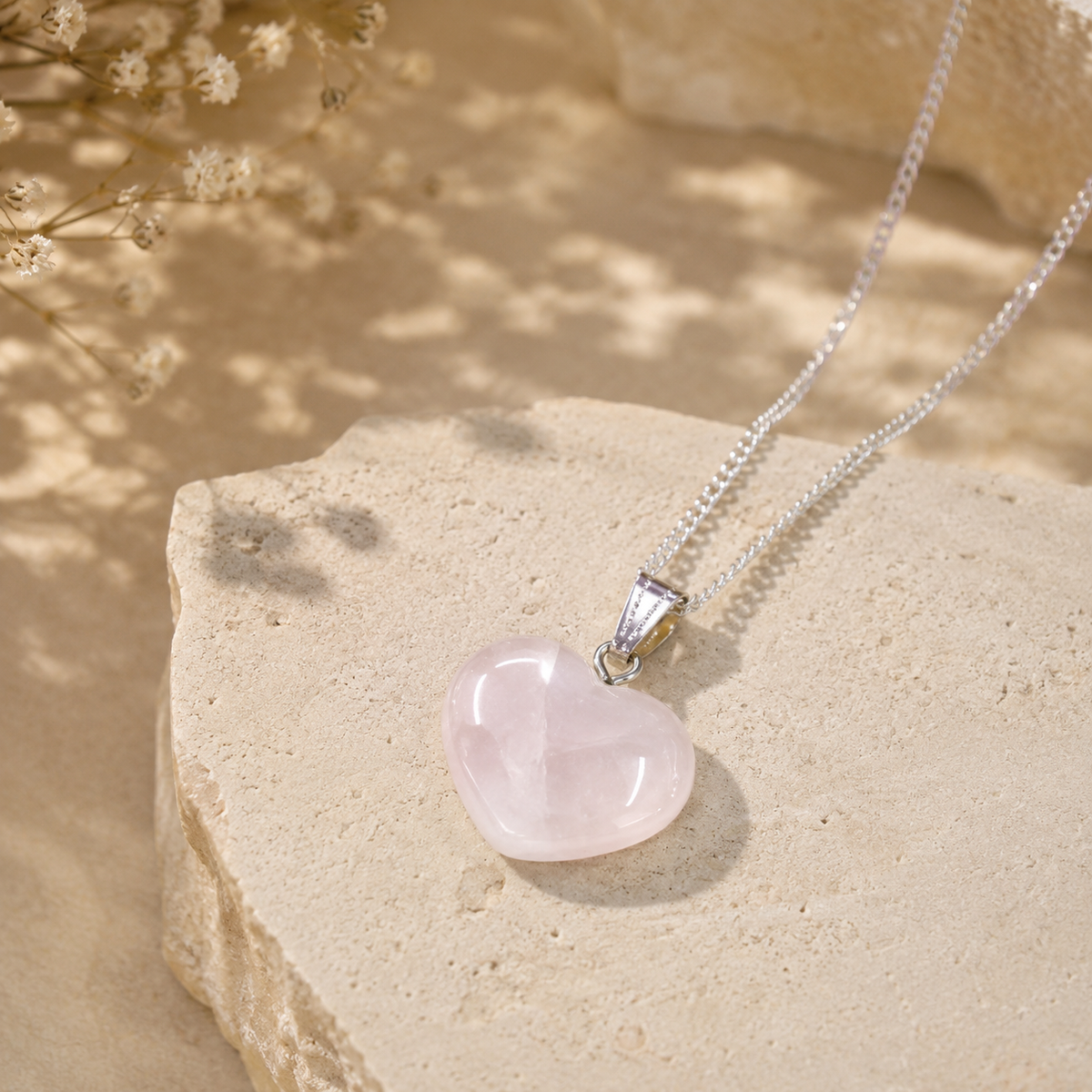 Rose Quartz Heart Pendant, Heart Shaped Stone Rose Quartz Pendants. | Pendants | Wiccan Center