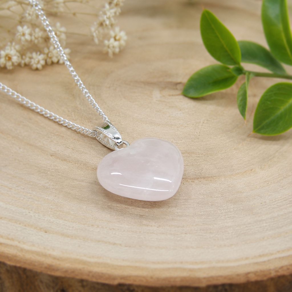 Rose Quartz Heart Pendant, Heart Shaped Stone Rose Quartz Pendants. | Pendants | Wiccan Center