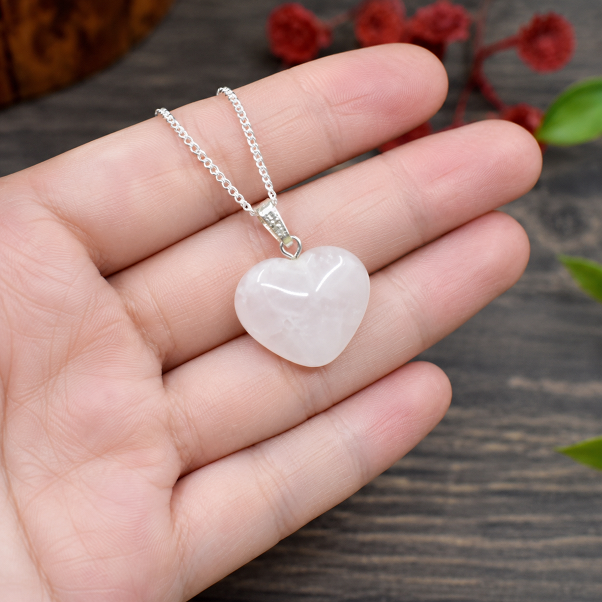 Rose Quartz Heart Pendant, Heart Shaped Stone Rose Quartz Pendants. | Pendants | Wiccan Center