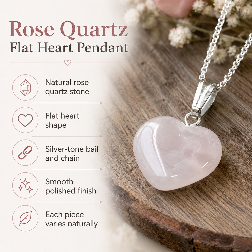 Rose Quartz Heart Pendant, Heart Shaped Stone Rose Quartz Pendants. | Pendants | Wiccan Center