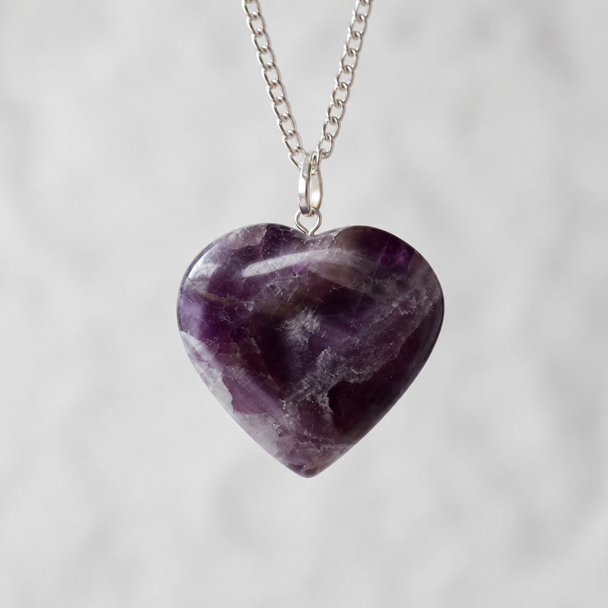 Amethyst Crystal Heart Pendant, Genuine Heart Shaped Necklaces | | Wiccan Center