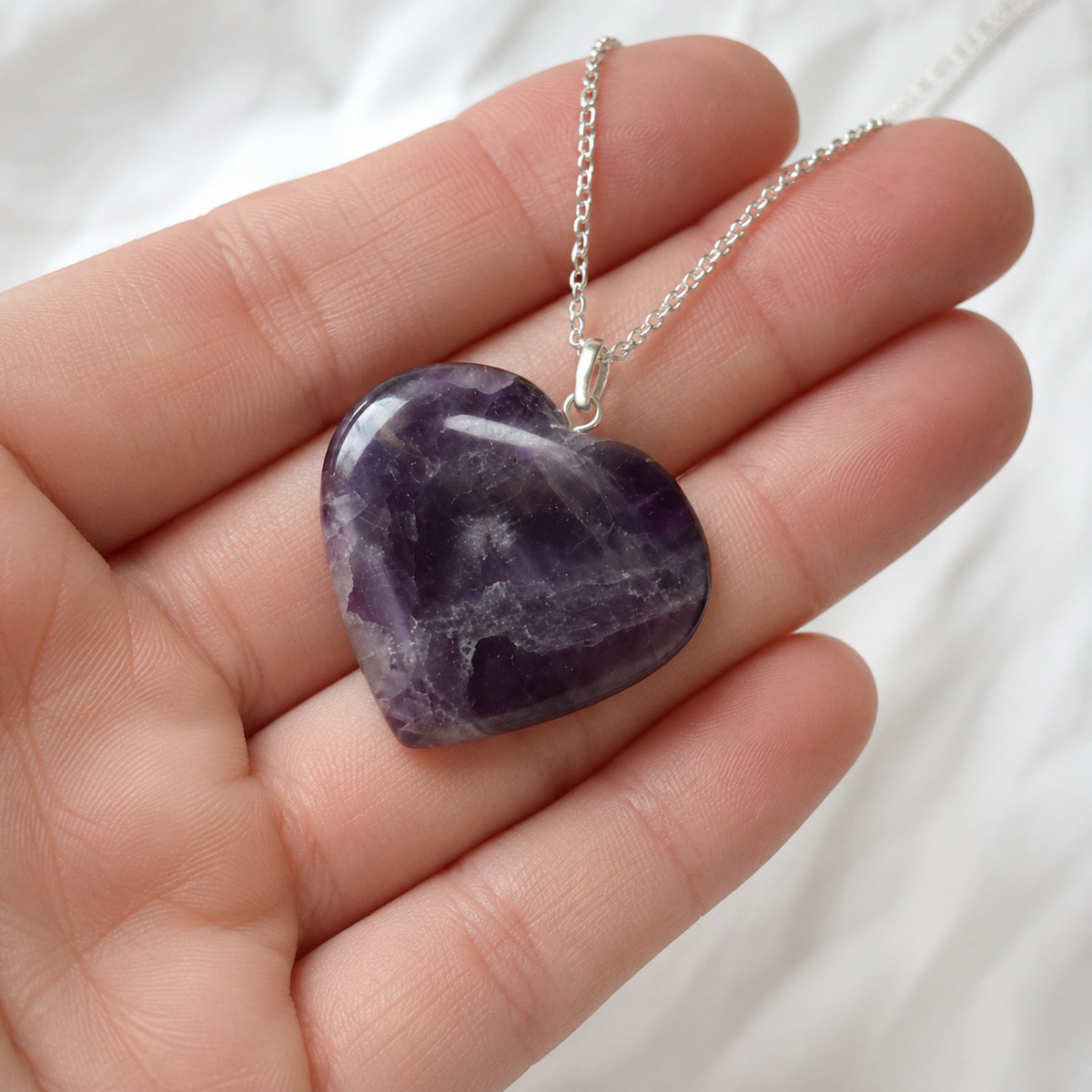 Amethyst Crystal Heart Pendant, Genuine Heart Shaped Necklaces | | Wiccan Center