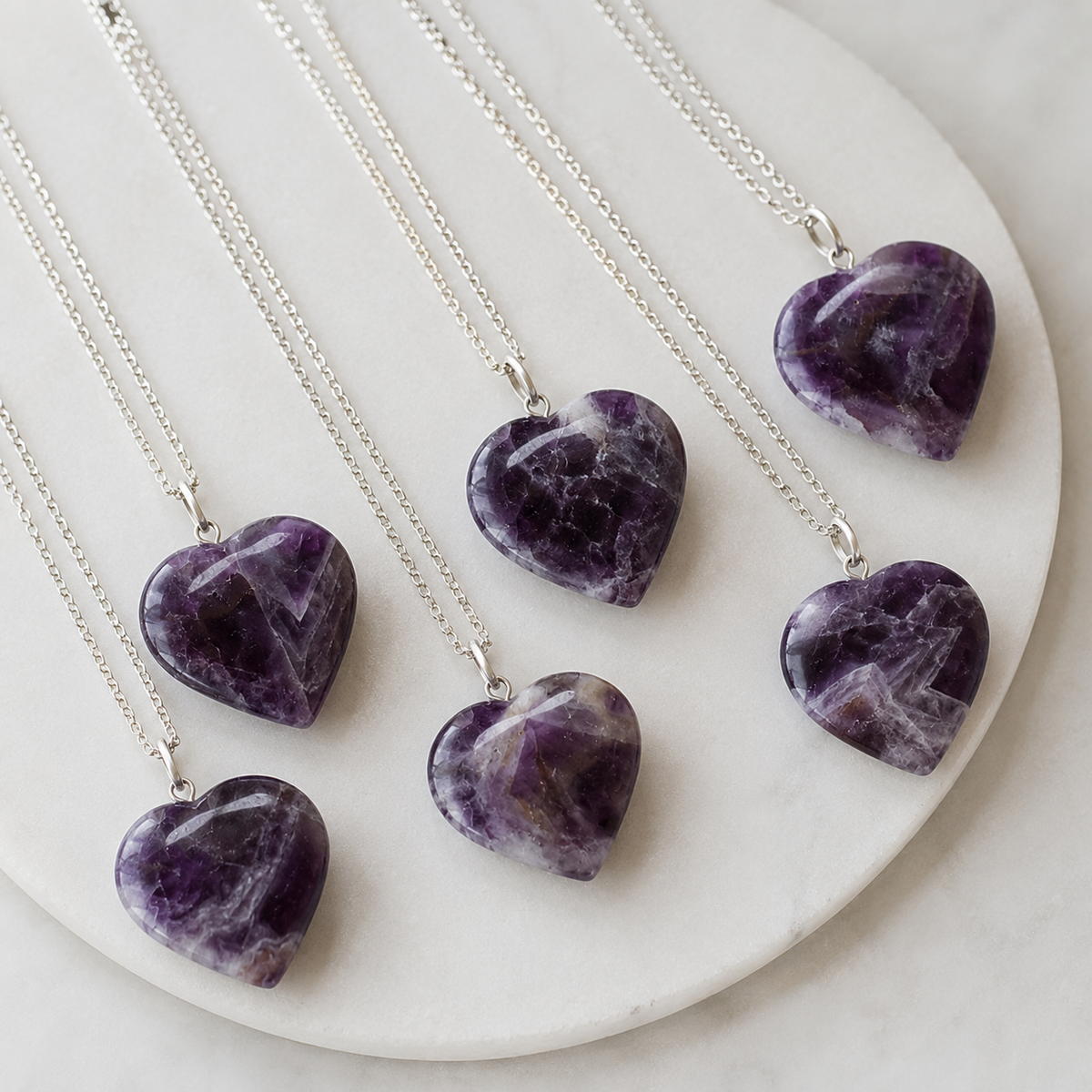 Amethyst Crystal Heart Pendant, Genuine Heart Shaped Necklaces | | Wiccan Center