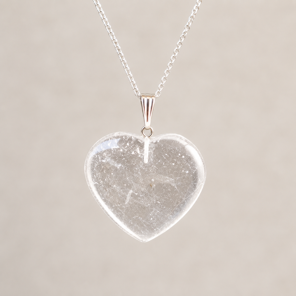 Clear Quartz Crystal Heart Pendant, Genuine Heart Shaped Necklaces. | | Wiccan Center