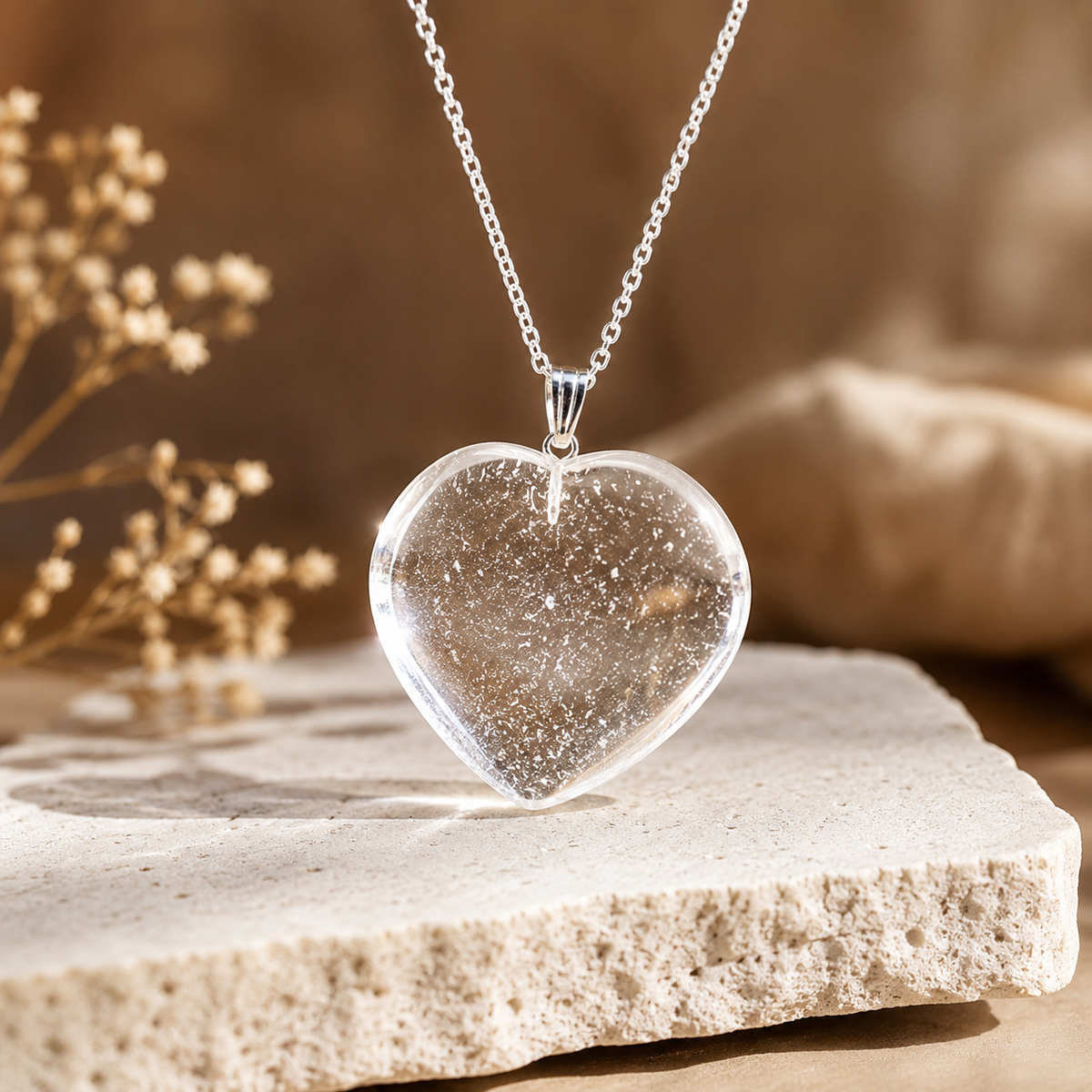 Clear Quartz Crystal Heart Pendant, Genuine Heart Shaped Necklaces. | | Wiccan Center