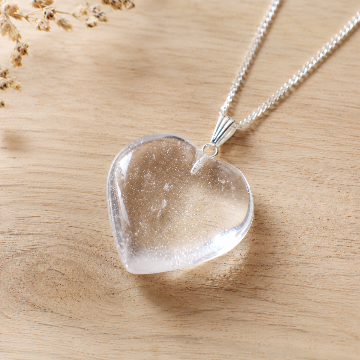 Clear Quartz Crystal Heart Pendant, Genuine Heart Shaped Necklaces. | | Wiccan Center