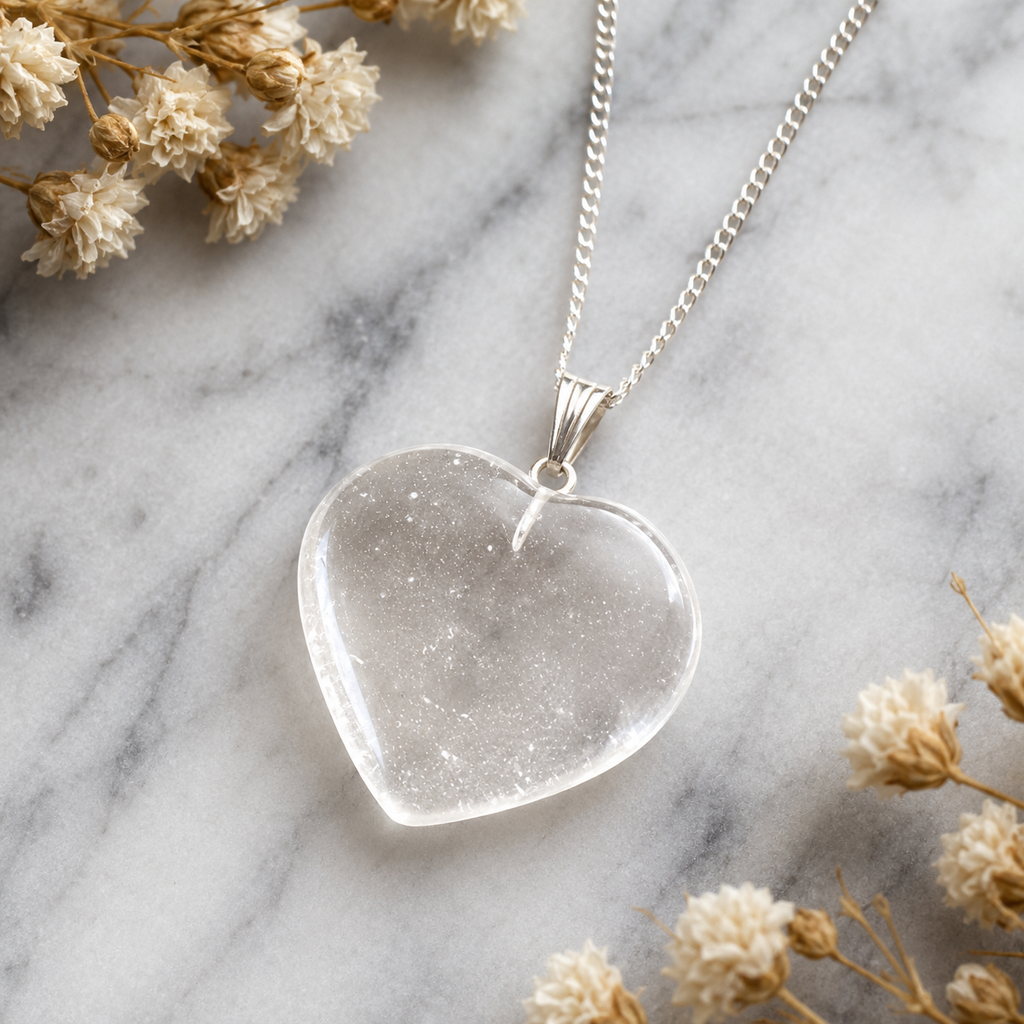 Clear Quartz Crystal Heart Pendant, Genuine Heart Shaped Necklaces. | | Wiccan Center