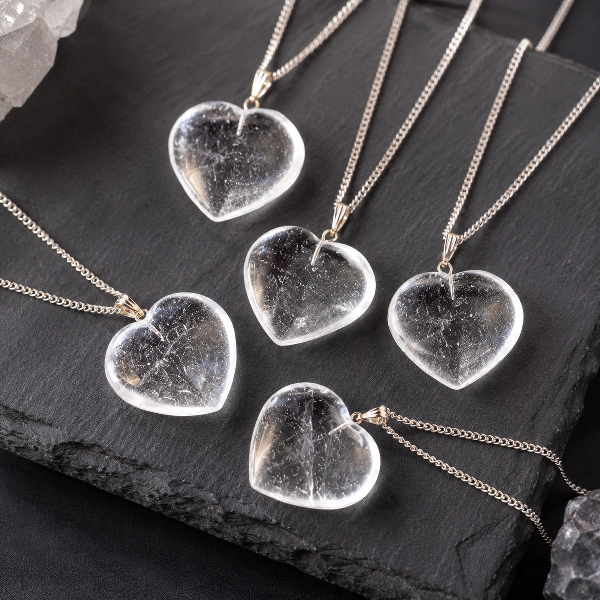 Clear Quartz Crystal Heart Pendant, Genuine Heart Shaped Necklaces. | | Wiccan Center