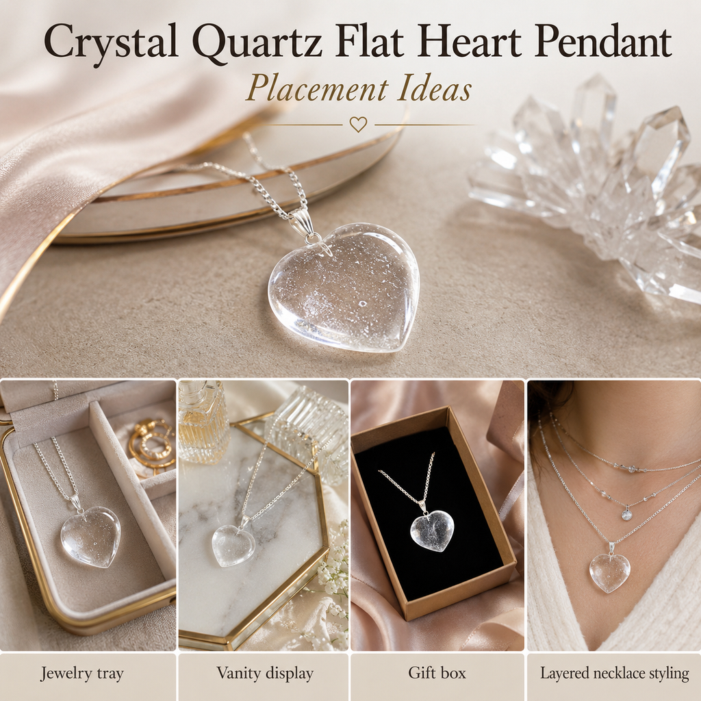 Clear Quartz Crystal Heart Pendant, Genuine Heart Shaped Necklaces. | | Wiccan Center