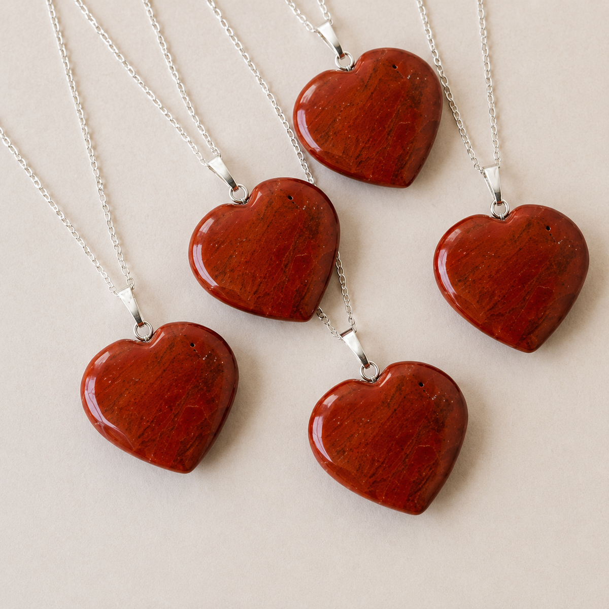 Real Red Jasper Crystal Heart Pendant, Genuine Heart Shaped | | Wiccan Center