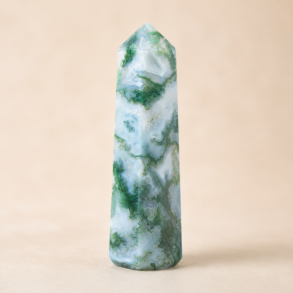 Moss Agate Tower Point (Tranquility and Emotional Balance)