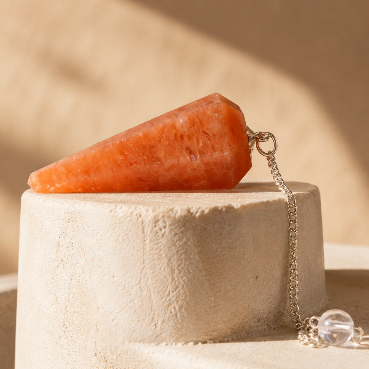 Orange Aventurine Faceted Hexagon Pendulum, Crystal Pendulum