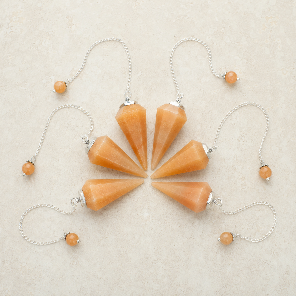 Orange Aventurine Faceted Hexagon Pendulum, Crystal Pendulum