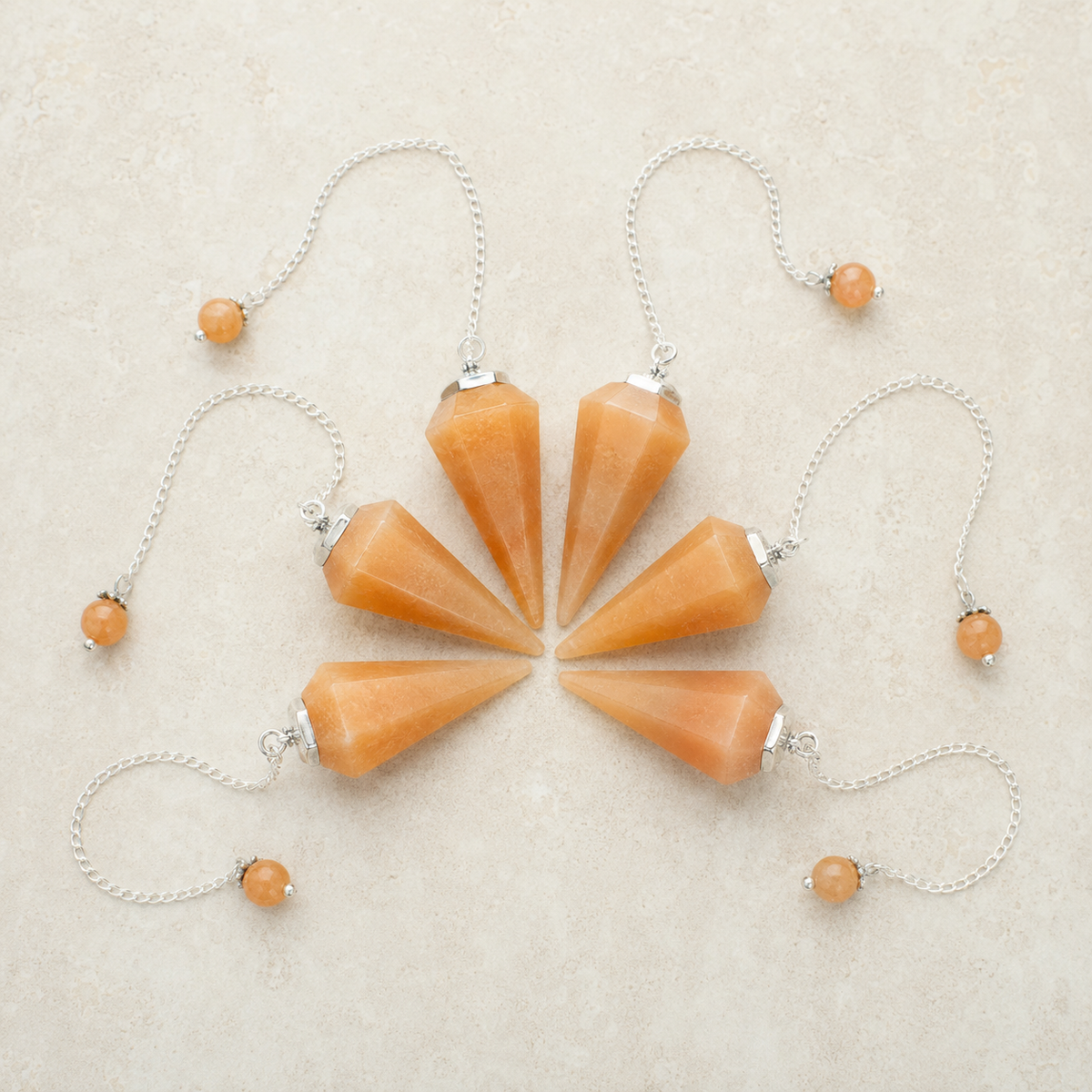 Orange Aventurine Faceted Hexagon Pendulum, Crystal Pendulum