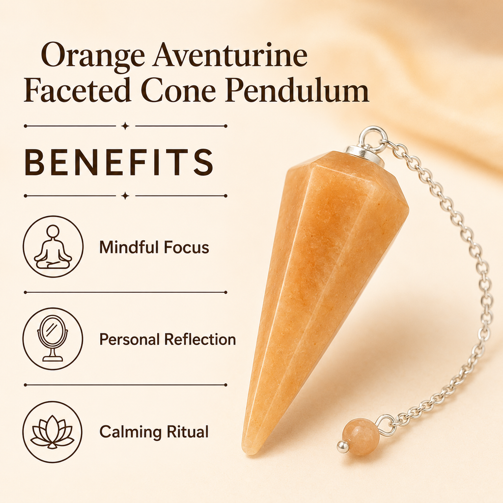 Orange Aventurine Faceted Hexagon Pendulum, Crystal Pendulum