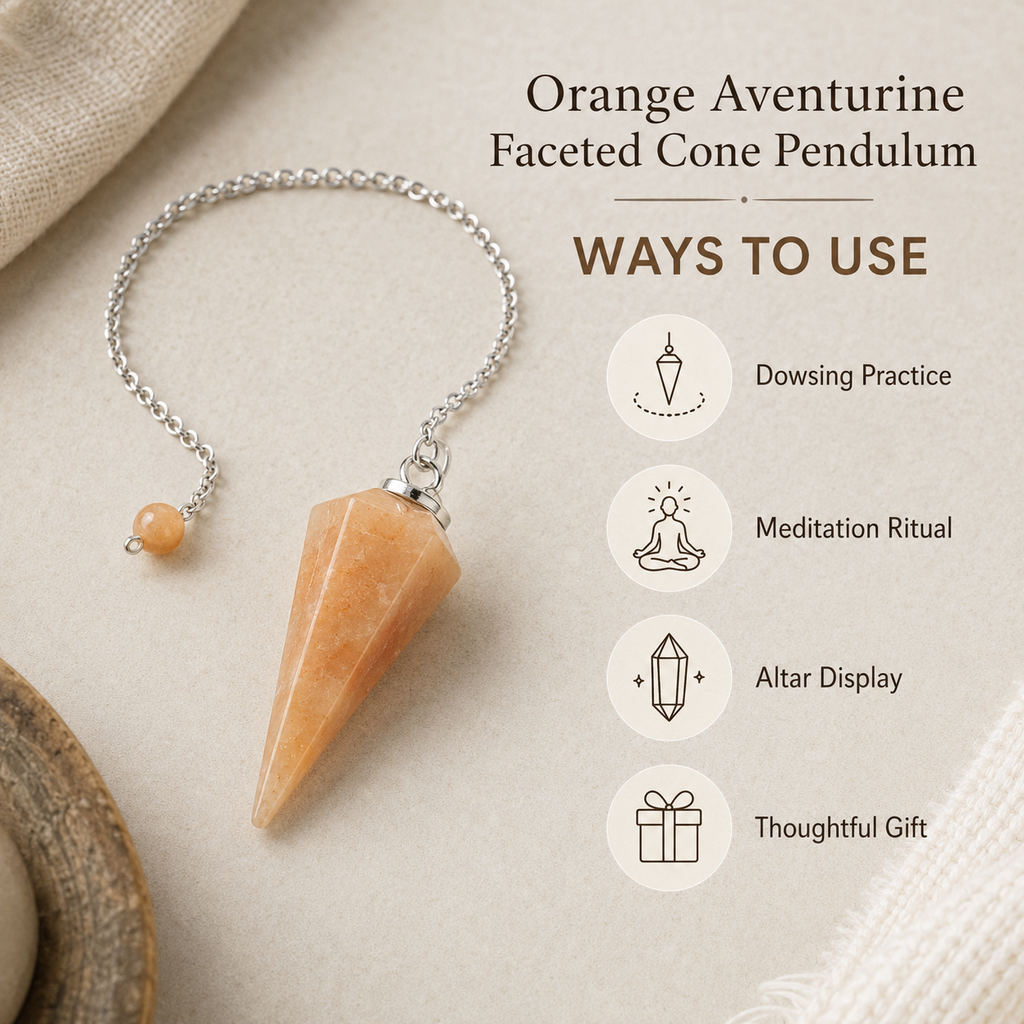 Orange Aventurine Faceted Hexagon Pendulum, Crystal Pendulum