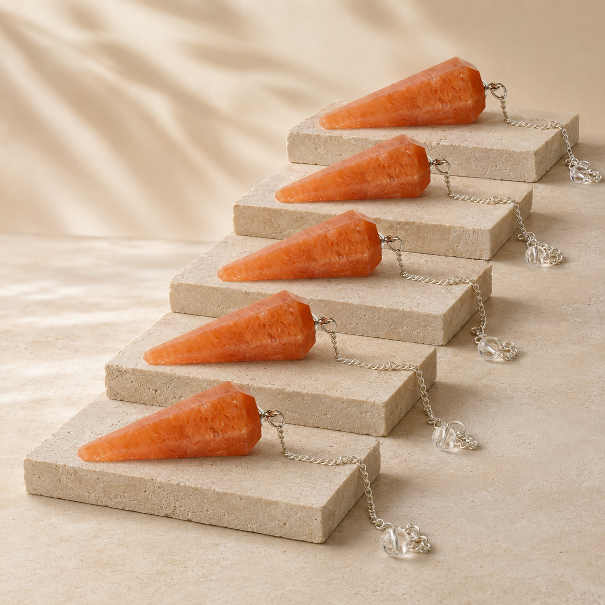 Orange Aventurine Faceted Hexagon Pendulum, Crystal Pendulum
