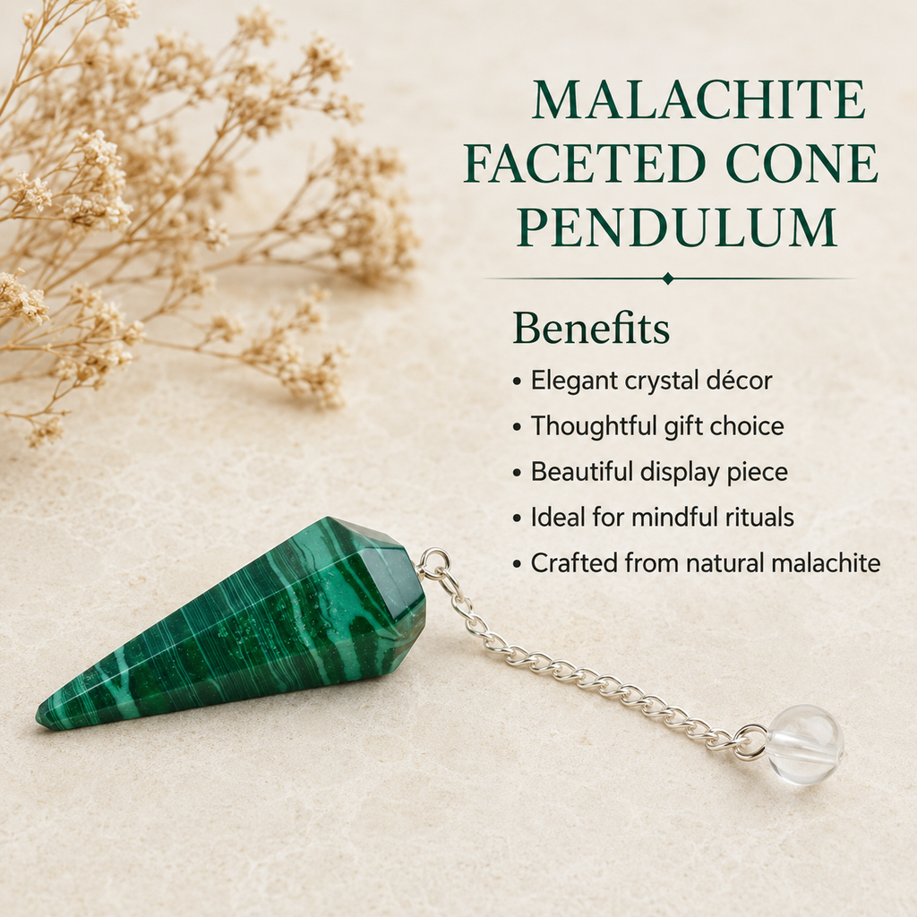 Malachite Faceted Hexagon Pendulum, Crystal Pendulum