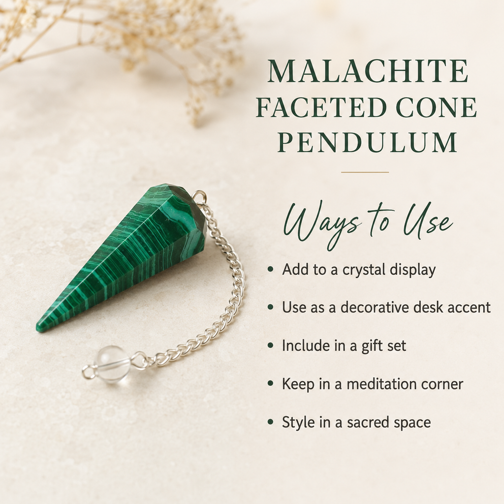 Malachite Faceted Hexagon Pendulum, Crystal Pendulum