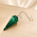 Malachite Faceted Hexagon Pendulum, Crystal Pendulum