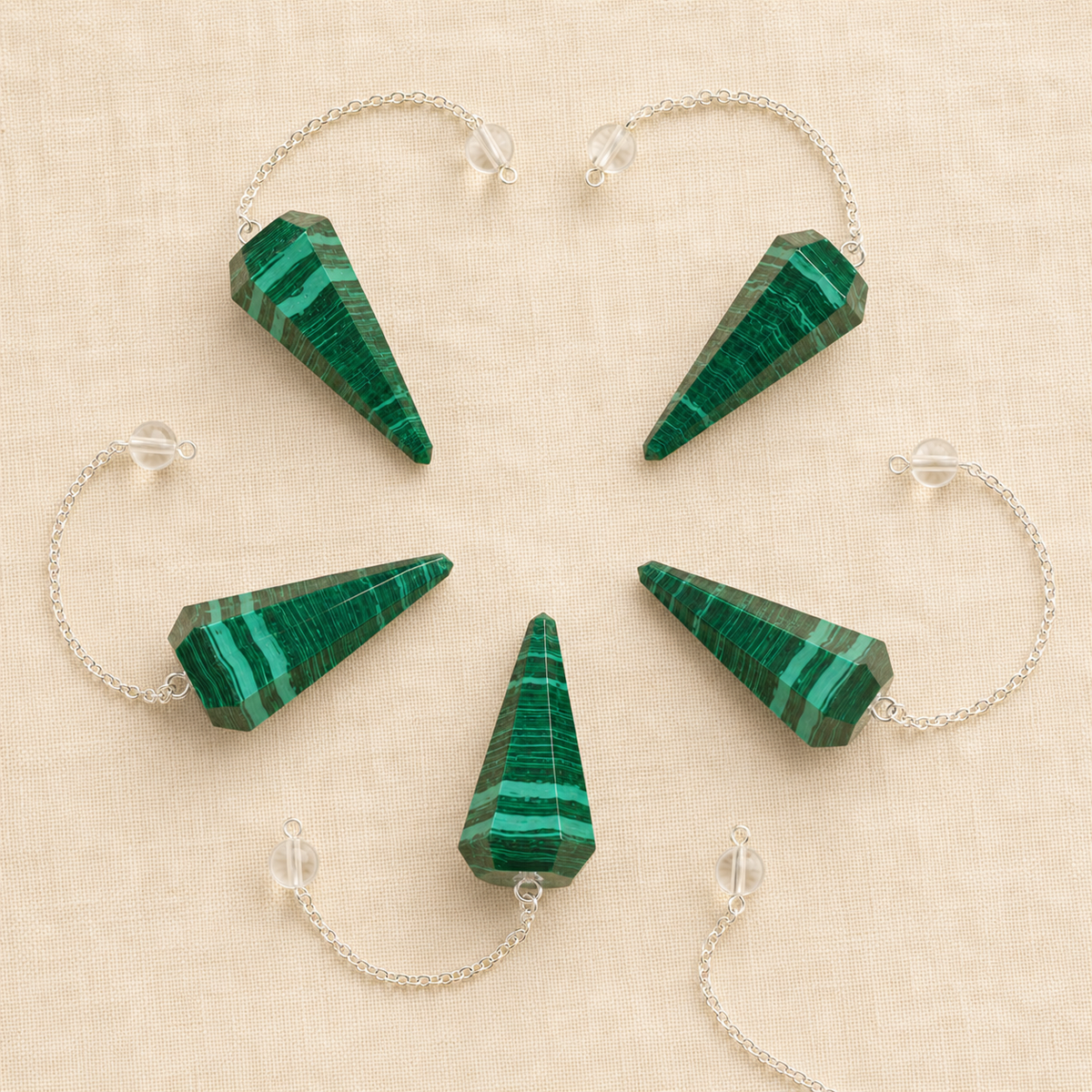 Malachite Faceted Hexagon Pendulum, Crystal Pendulum