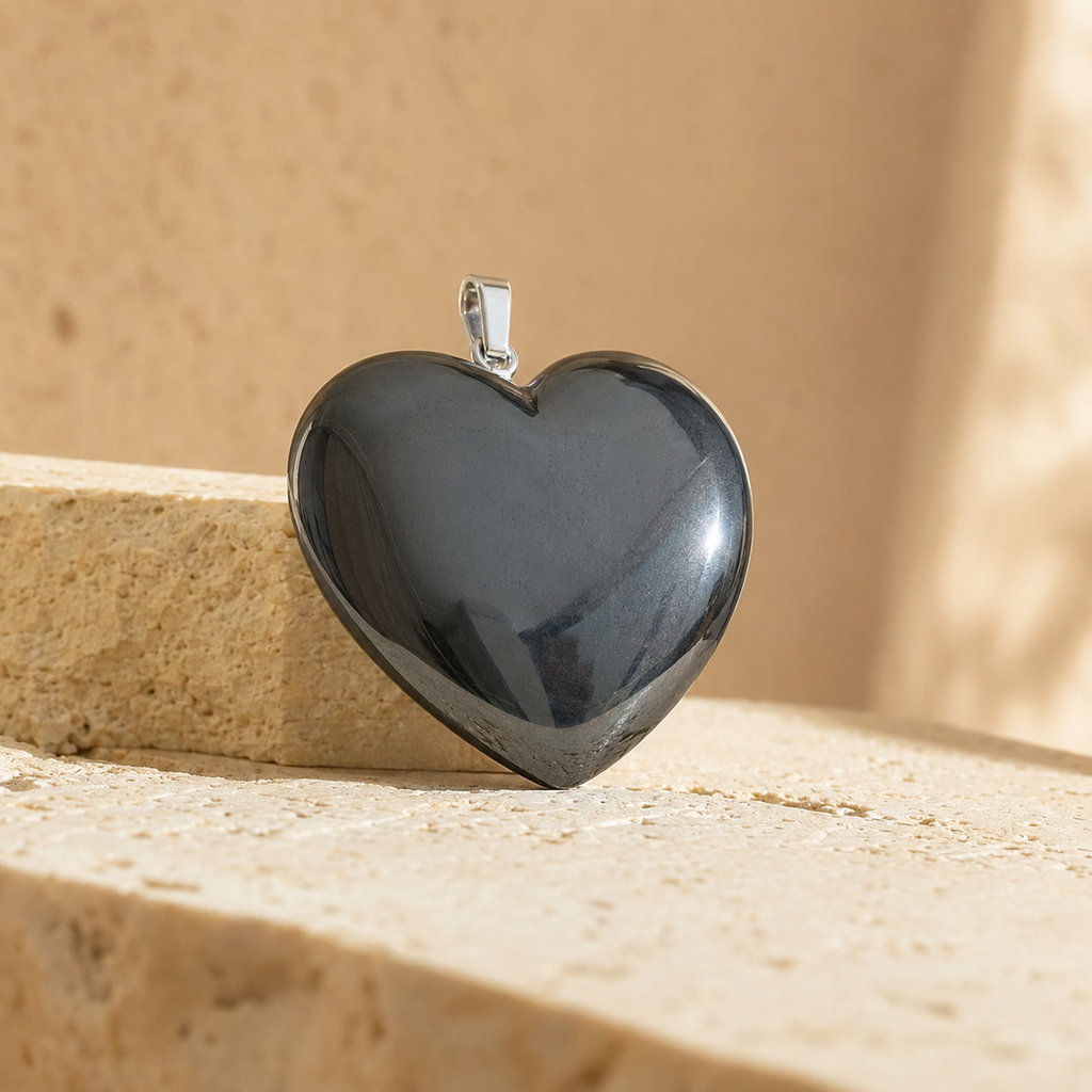 Genuine Hematite Crystal Heart Pendant, Genuine Heart Shaped Necklaces | | Wiccan Center