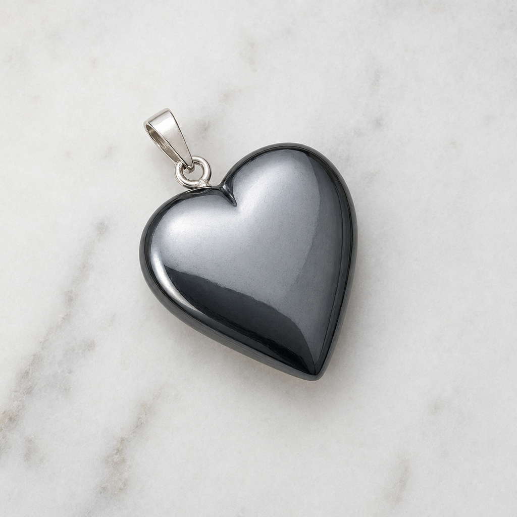 Genuine Hematite Crystal Heart Pendant, Genuine Heart Shaped Necklaces | | Wiccan Center