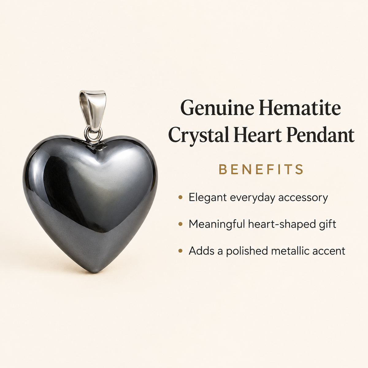 Genuine Hematite Crystal Heart Pendant, Genuine Heart Shaped Necklaces | | Wiccan Center