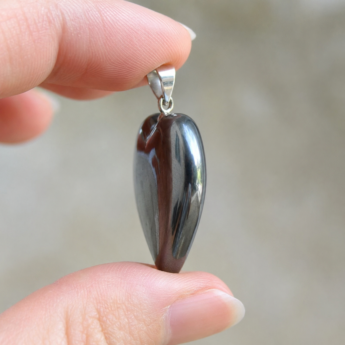 Genuine Hematite Crystal Heart Pendant, Genuine Heart Shaped Necklaces | | Wiccan Center