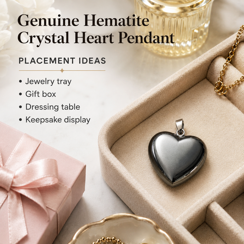 Genuine Hematite Crystal Heart Pendant, Genuine Heart Shaped Necklaces | | Wiccan Center