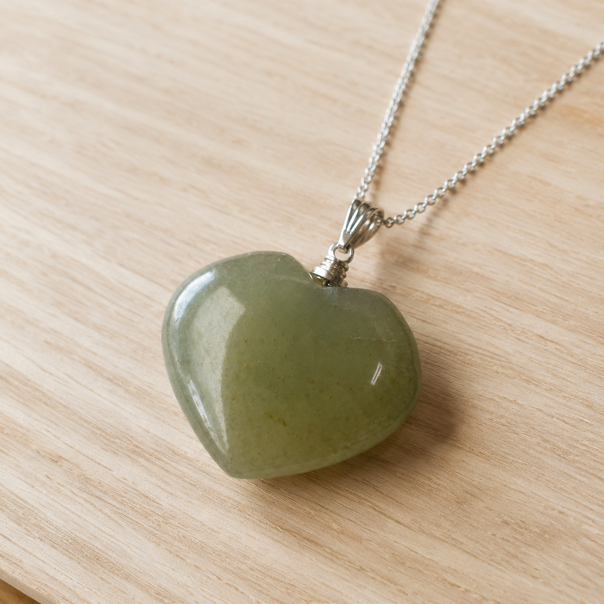Real Green Aventurine Crystal Heart Pendant, Genuine Heart Shaped Necklaces | | Wiccan Center