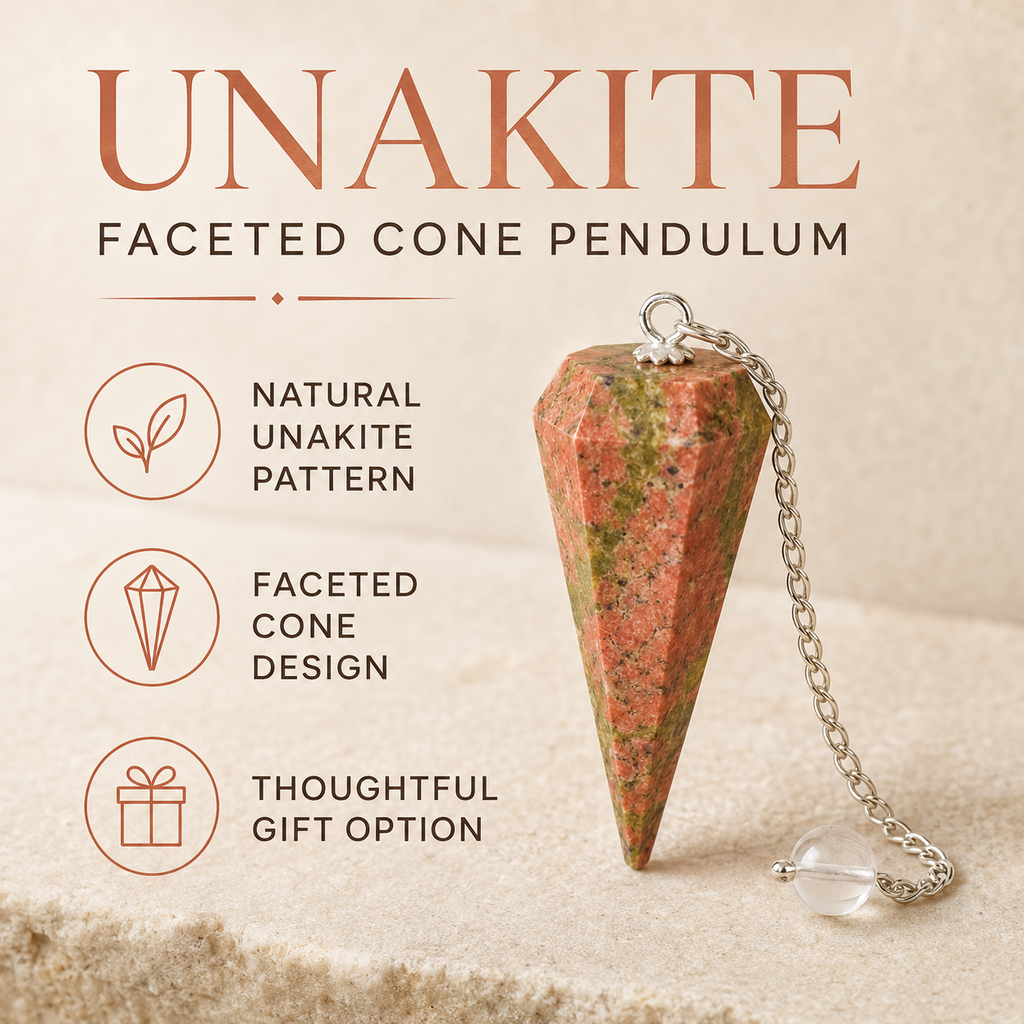 Unakite Faceted Hexagon Pendulum, Crystal Pendulum