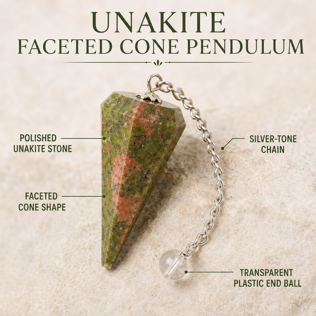 Unakite Faceted Hexagon Pendulum, Crystal Pendulum