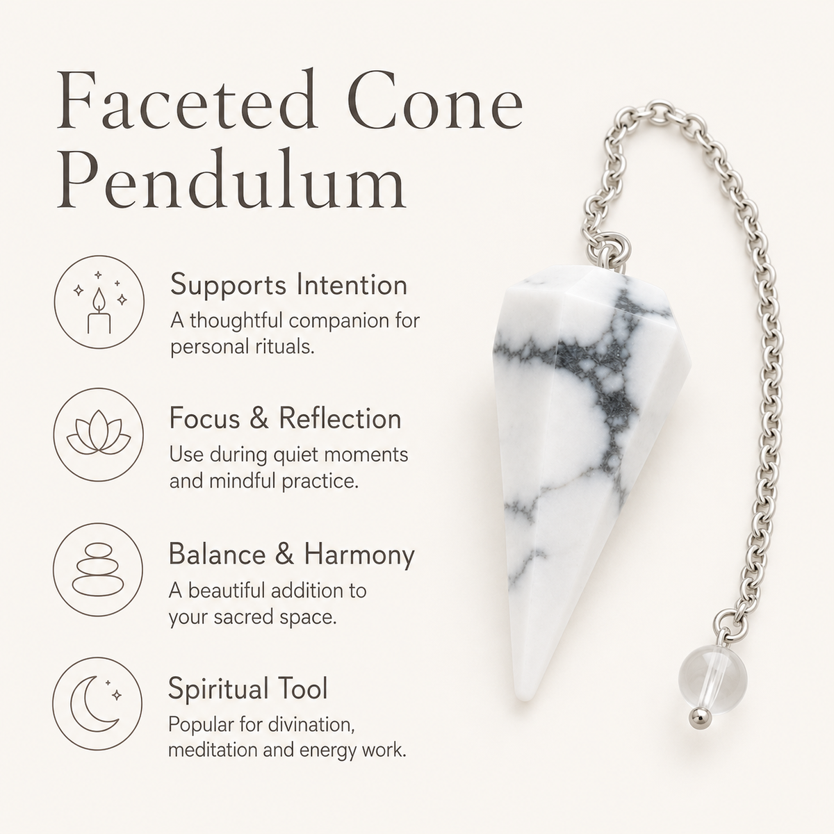 Howlite Pendulum (Inspiration and Balance)