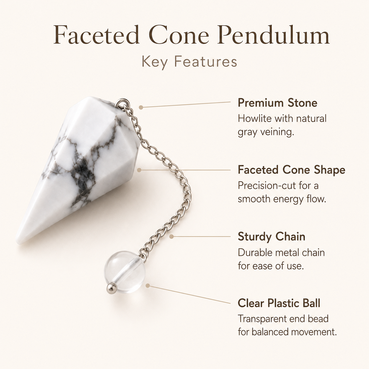 Howlite Pendulum (Inspiration and Balance)