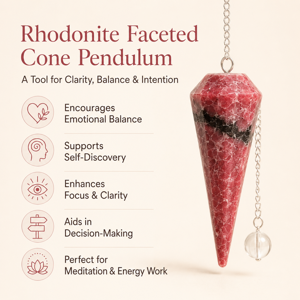 Rhodonite Faceted Hexagon Pendulum, Crystal Pendulum