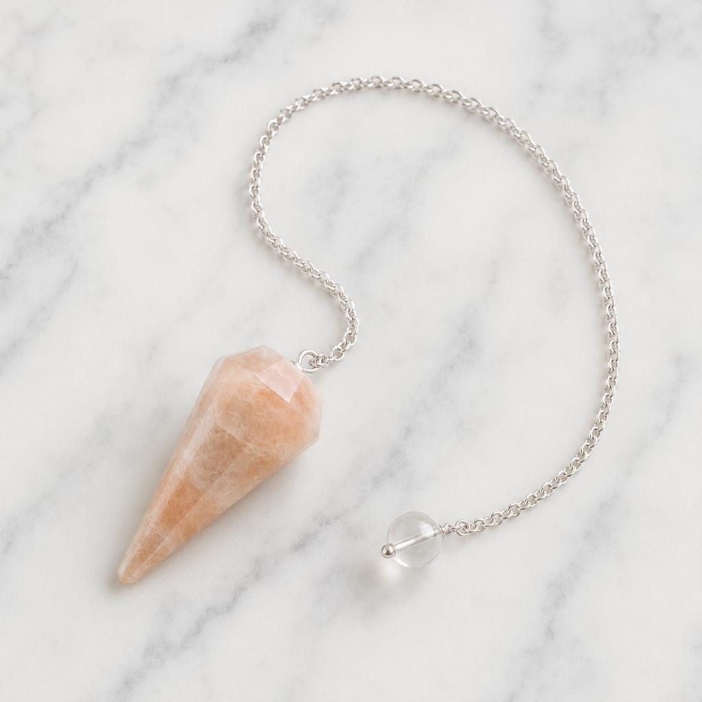 Moonstone Faceted Hexagon Pendulum, Crystal Pendulum