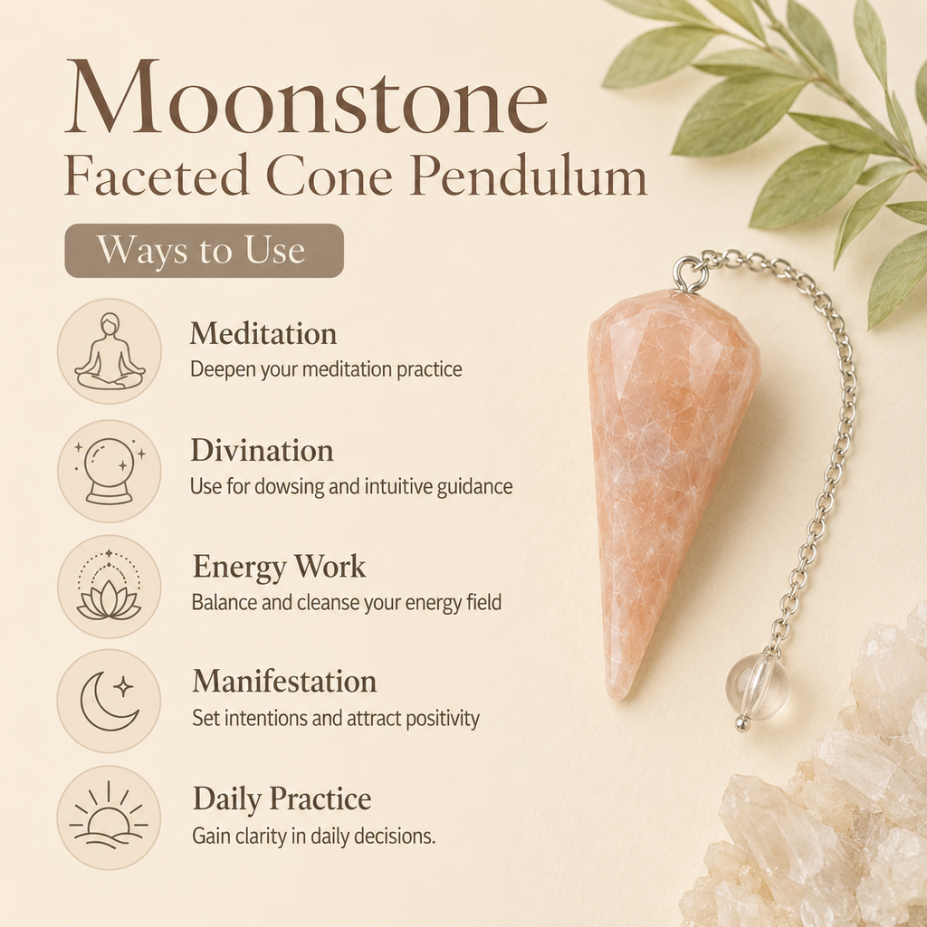 Moonstone Faceted Hexagon Pendulum, Crystal Pendulum