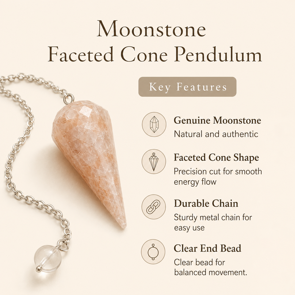 Moonstone Faceted Hexagon Pendulum, Crystal Pendulum
