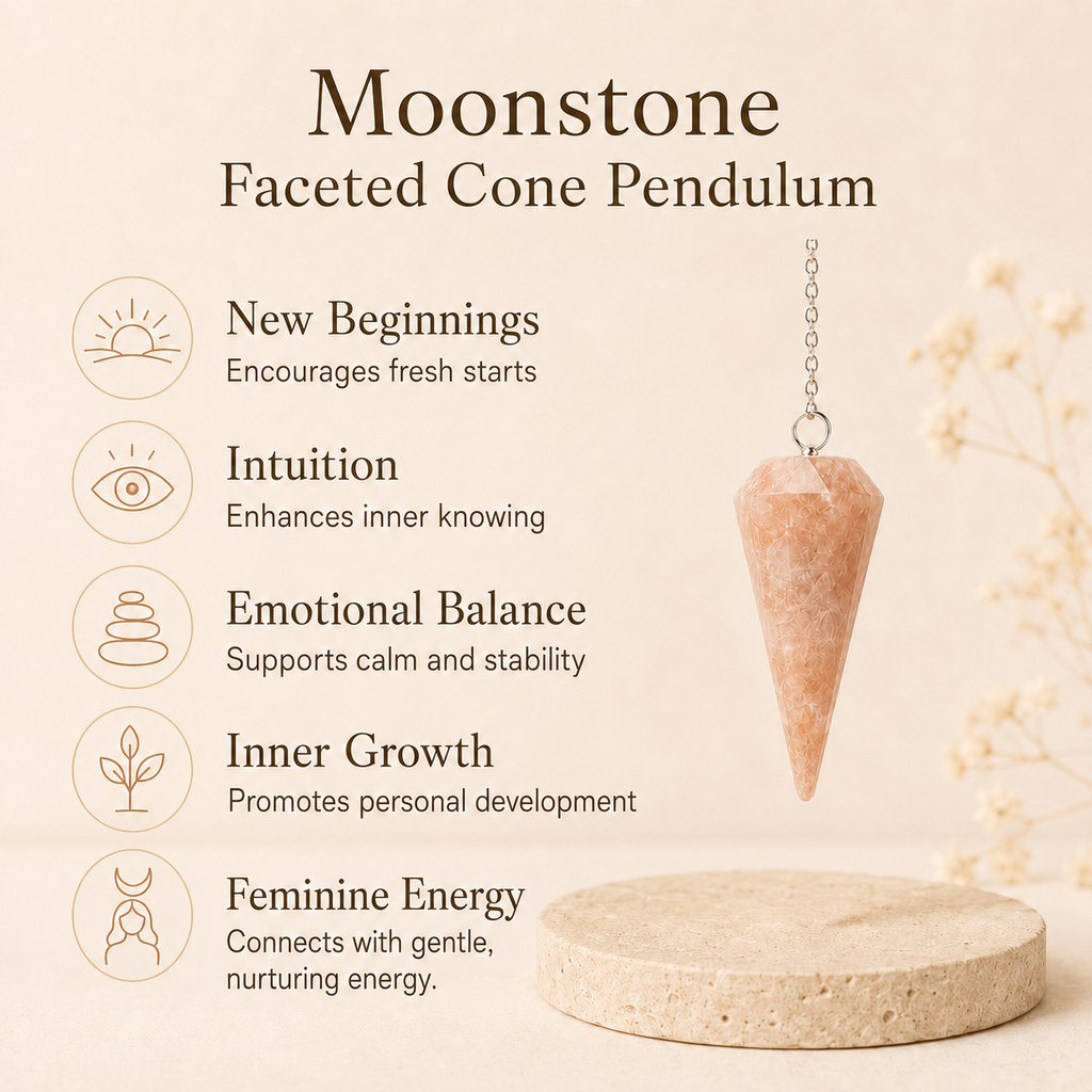 Moonstone Faceted Hexagon Pendulum, Crystal Pendulum
