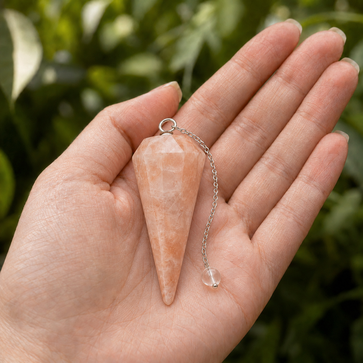 Moonstone Faceted Hexagon Pendulum, Crystal Pendulum