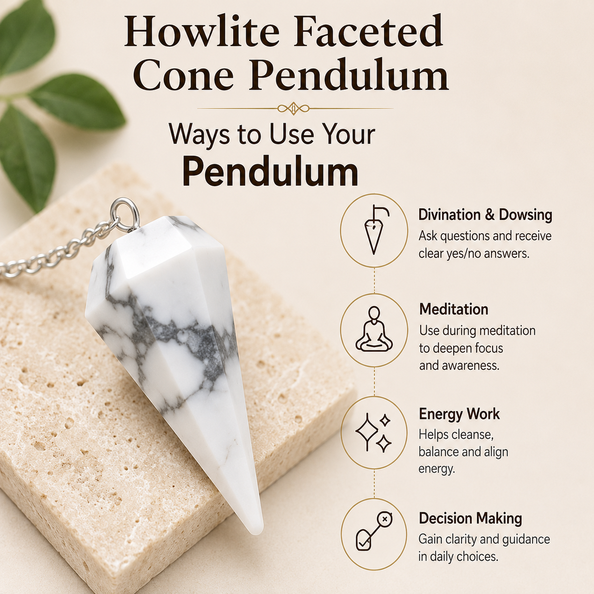 Howlite Pendulum (Inspiration and Balance)