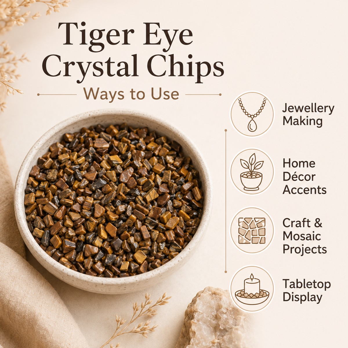 Tiger Eye Gemstone Chips (Protection and Willpower) | gemstone chips | Wiccan Center