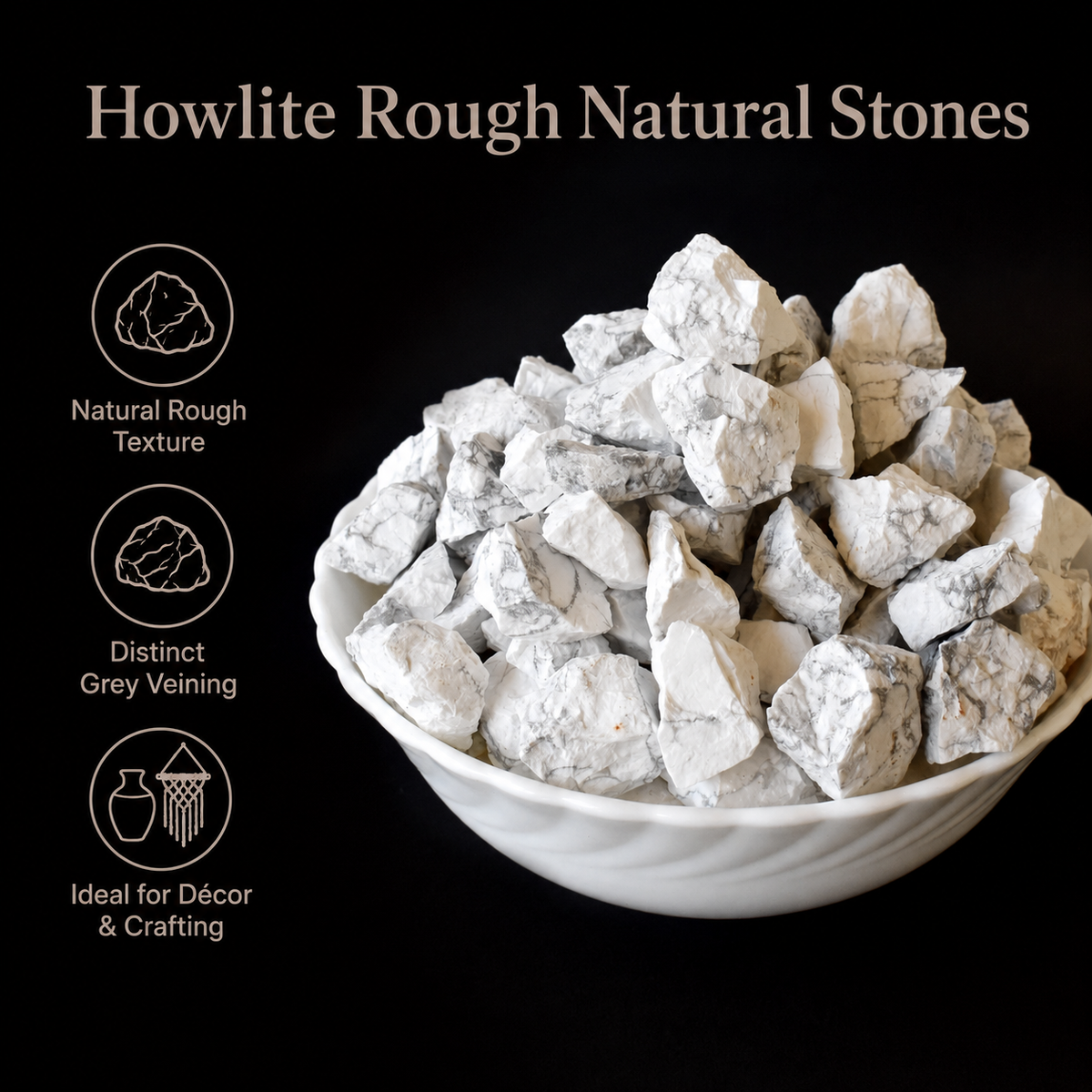 Howlite Rough Rocks (Strength and Stress Relief)