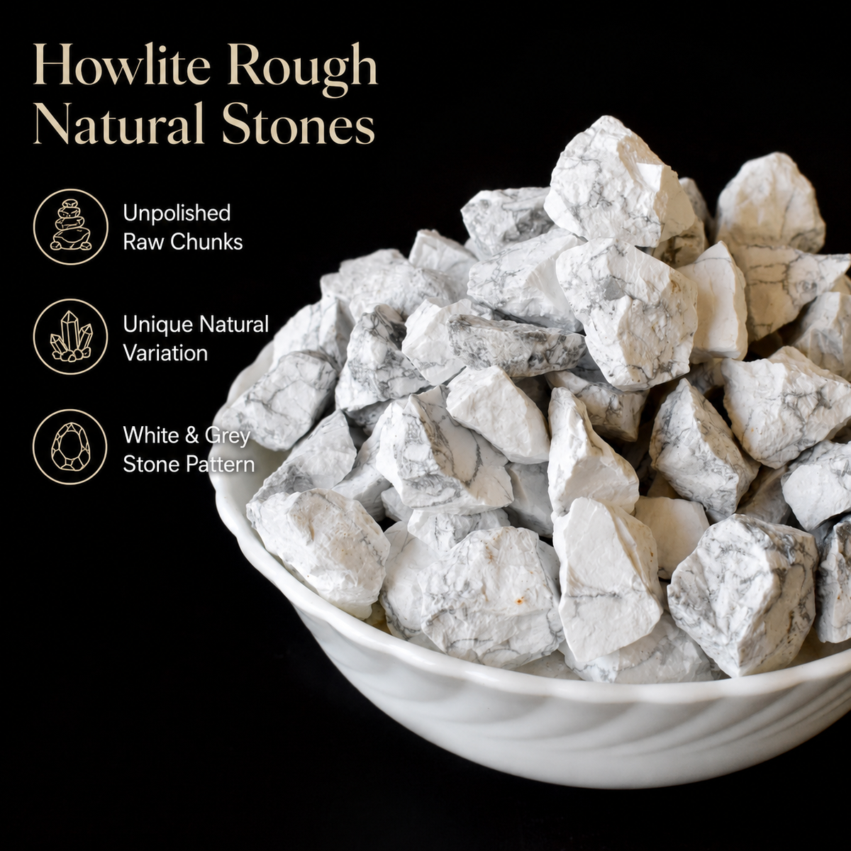 Howlite Rough Rocks (Strength and Stress Relief)