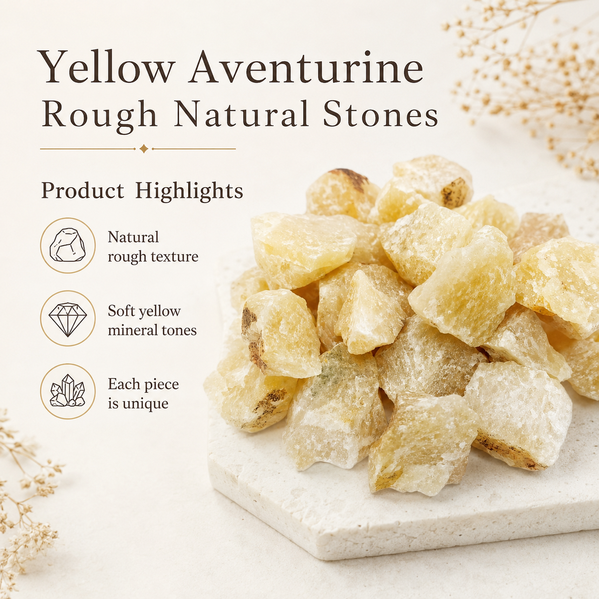 Yellow Aventurine Rough Rocks (Power and Weight Control)