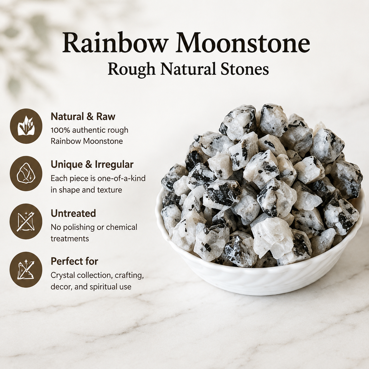 Rainbow Moonstone Rough Rocks (Compassion and Inner Confidence) | Rough Chunks | Wiccan Center